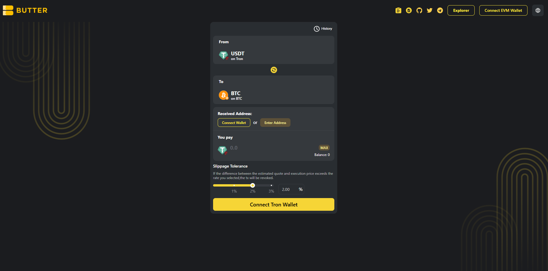 USDT TRON to BTC