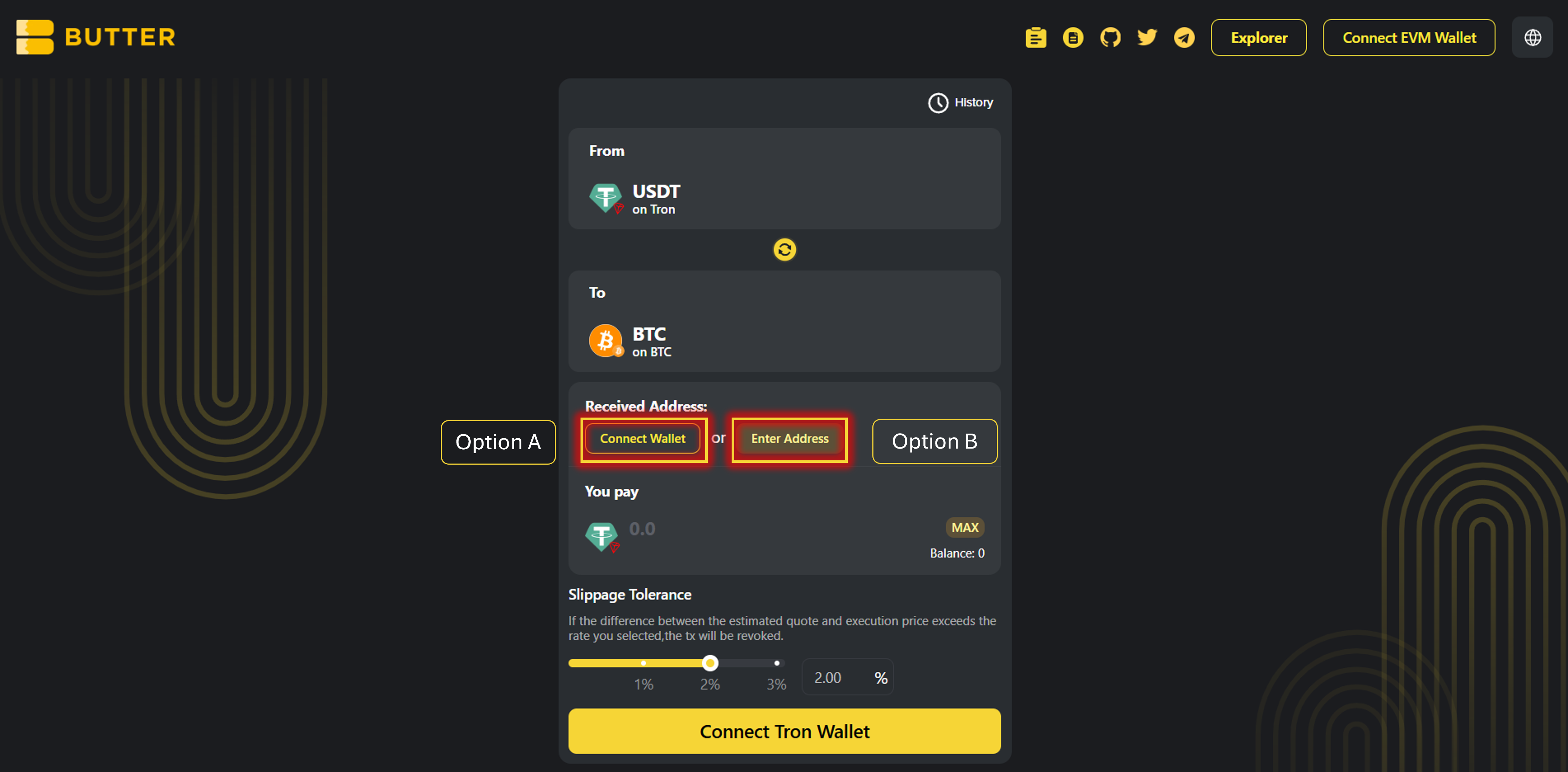 Received Address options